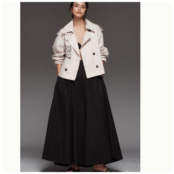 NWT Anthropologie Color: Eyelet Decor  Crop Trench Coat Jacket, size 1X - Picture 5 of 14